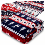 Realprices Storas žieminis kalėdinis pledas, mink&scaron;tas užtiesalas, &scaron;ilta dovana, 120x150 cm