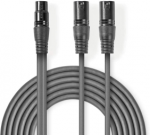 &bdquo;Nedis&ldquo; subalansuotas garso kabelis 2x XLR 3 kontaktų (M) - XLR 3 kontaktų (F) 1,50 m, tamsus pjūklo dantų formos