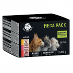 Pet Republic PETREPUBLIC Mega Pack vi&scaron;tiena, la&scaron;i&scaron;a, veal – &scaron;lapias kačių maistas – 12x100g
