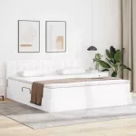 Lova su daiktų laikymo vieta ir LED &Scaron;vari balta 180 x 200 cm