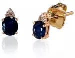 Diamond Sky Jewelry Raudono aukso 585 prabos auskarai su deimantais ir safyrais &bdquo;Notika&ldquo;