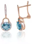 Diamond Sky Jewelry Auksiniai auskarai su deimantais ir topazais &bdquo;Au&scaron;ros Magija&ldquo;