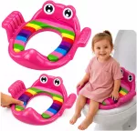 Lean Toys Vaiki&scaron;kas tualeto sėdynės įdėklas su mink&scaron;ta sėdyne ir rankenomis, rožinis, 38 &times; 35 cm