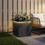 Sodo vazonas su LED Antracitas 50 x 50 x 48 cm Plienas