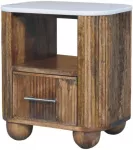 Artisan Furniture Beaumont Marble mango medienos naktinis staliukas su marmuro detale