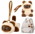 Lean Toys Plush Kitten Keychain/Bag Charm &ndash; Kreminis & Brown &ndash; 12 cm