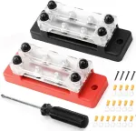 Power distributor magistralinis blokas, 12v-48v Dc, 250a, 4m8 gnybtų varžtai, 2 vnt. pakuotė, juodas/raudonas (b-juodas ir raudonas)