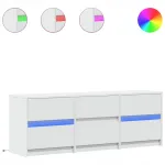 TV staliukas Vidaxl Tv spintelė su Led, balta, 140x34x50 cm, medienos gaminys