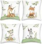 Bonhause 4 pagalvėlių užvalkalų rinkinys su gyvūnais 45 x 45 cm elnias lapė me&scaron;kėnas triu&scaron;is dekoratyviniai pagalvėlių užvalkalai sofai svetainei namų vaikų kambario dekoravimui