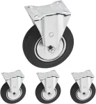 Metafranc fiksuotas ratukas, skersmuo 125 mm, 104 x 80 mm plok&scaron;tė, guminis ratas, mink&scaron;tas protektorius, ritininis guolis, 100 kg apkrova, transportavimo ratukas, baldų ratukas, didelio patvarumo ratukas, 800600 (pakuotė)