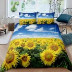 Xpingo vaiki&scaron;kas patalynės komplektas &bdquo;sunflower&ldquo; 135 x 200 cm, 2 dalių, berniukams ir mergaitėms, 100% mikropluo&scaron;tas, mink&scaron;tas vasarą, &scaron;iltas žiemą, 3d gėlės, antklodės užvalkalas su pagalvių užvalkalais 80 x 80 cm
