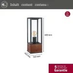 Paulmann Timba 94675 Led lauko &scaron;viestuvas, objektas Ip44 400 mm stulpelis be lemputės, kvadratinis, maks. 60 W, lauko, medinis, E27