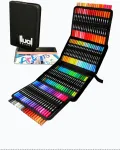 Ilual lettering dvigubo antgalio markerių rinkinys su teptuku ir plonu antgaliu + 190 gsm pie&scaron;imo knyga suaugusiems, pana&scaron;i į mažą. Puikiai tinka iliustracijoms, ra&scaron;ymui, kaligrafijai, komiksams...