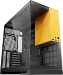 Geometric Future M5 tempered glass mid tower, E-atx/atx žaidimų kompiuterio korpusas, 1.2 mm plienas, type-c, įrankių nereikalaujantys paneliai, palaiko 420/360 radiatorių, dviguba kamera, juodas/geltonas, Geo-m5-by