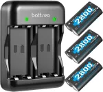 Battsea 3 x 2800 Mah įkraunamos baterijos, skirtos XBOX one/series valdikliui, su greito įkrovimo stotele, suderinama su XBOX one/one s/one x/series s priedais, XBOX valdiklio įkraunamų baterijų paketas