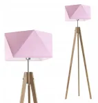 Medinė pastatoma Led lempa E27 su gaubtu, rožinė