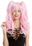 Wig Me Up - Yzf-4379-tf2317 perukas moterims, cosplay, 2 nuimamos kasos, ilgi banguoti gotikinio stiliaus Lolita, &scaron;viesiai rožinis