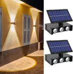 Probuk 2 saulės sieninių &scaron;viestuvų rinkinys, skirtas laukui, Ip65 atsparus vandeniui Led sieninis &scaron;viestuvas, saulės &scaron;viesa auk&scaron;tyn ir žemyn, belaidžiai saulės &scaron;viestuvai sodui, terasai, balkonui, garažui, įėjimui, &scaron;ilta balta &scaron;viesa