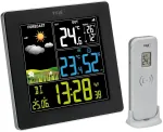 Tfa Dostmann Sun2 Digital 35.1174 belaidė meteorologijos stotis su lauko jutikliu, skirta vidaus ir lauko temperatūrai, didelis spalvotas ekranas, gyvenimo klimatas, radijo bangomis valdomas laikrodis su data, higrometras
