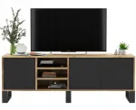 TV staliukas Loft stiliaus industrinė Tv spintelė 150 wotan juoda matinė