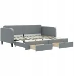 Vidaxl i&scaron;traukiama sofa-lova su stalčiais, &scaron;viesiai pilka, 90x200 cm