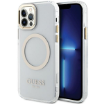 Apple iPhone 12 / 12 Pro Guess Dėklas Metal Outline Magsafe (GUHMP12MHTRMD) aukso spalvos