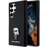 Samsung Galaxy S23 Ultra Karl Lagerfeld silikoninis dėklas Ikonik Metal Pin (KLHCS23LSMHKNPK) juodos spalvos