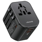 USAMS laidinis įkroviklis 2xUSB+1xUSB-C T59 20W 4in1 US/AU/EU/UK juodos spalvos CC179TC01 (US-CC179) Universal Travel Charger