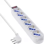 REV InLine&reg; Ki&scaron;tukų lizdų juosta ITALIJA, 6 vietų, su jungikliu, 1,5 m, balta
