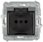 Karlik Elektrotechnik 27IGPB-1zdp ICON Apta&scaron;kams atsparus lizdo mechanizmas su įžeminimu 2P+Z (dūmų sklendė, srovės kelio sklendės) matinė pilka 27IGPB-1zdp