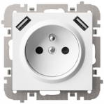 Elektro Plast Nasielsk 3888-10 Vestra maitinimo &scaron;altinis, 2P+Z, 2xUSB, be rėmelio, įleidžiamas, IP20, baltas 3888-10