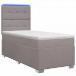 Spyruoklinė lova su čiužiniu Taupe 80 x 200 cm Audinys