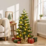 Mini Kalėdų medis 90 cm 50 LED &Scaron;ilta balta PVC ir PE Žalia
