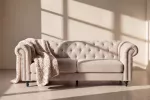 Venture Design Sofa Velvet, 3 vietų, bėžinė/juoda, poliesterinis aksomas
