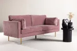 Venture Design trivietė sofa Boom, dulkėtai rožinė/auksinė, poliesterinis veliūras