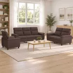 Sofa Sofos komplektas 3 vnt. Tamsiai rudas Audinys