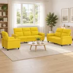 Sofa Sofos komplektas 3 vnt. &Scaron;viesi geltona Audinys