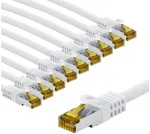 Goobay RJ45 kabelis krosowy CAT 6A S/FTP (PiMF), 500 MHz, su CAT 7 kable surowym, 5 m, balta, komplektas 10 - Długość kabla 5 m (RB69451)