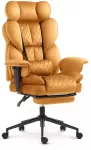 Hells Chair Biuro kėdė su kojų atrama ir reguliuojamais porankiais, veliūrinis audinys, garstyčių geltona
