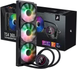 1STPLAYER TS4 360, 360 mm AIO procesoriaus au&scaron;intuvas, ARGB, LED ekranas, juodas