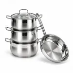 Puodų ir keptuvės rinkinys DSP CS006, 7 dalių, 6,2&ndash;9 L puodai, nerūdijančiojo plieno
