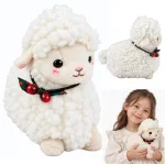 Lean Toys Plush Lamb Cuddly Toy with Decoration &ndash; Baltas, 20 cm