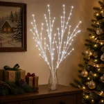 LED varinių &scaron;akų kalėdinė dekoracija 3 vnt. Balta 62 cm Plienas
