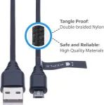 Micro usb kabelis | greito įkrovimo kabelis android įkroviklis nailoninis suderinamas su Lenovo Yoga Tab 8, Tab 2 A7-30, Tab 2 10.1, Tab 2 Pro, Tab 2 8, Tab 3 8, Yoga Tab 10, Tab 2 10, Tab 3 10, Tab 3 Pro (1m)