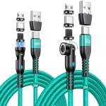Aufu magnetinis įkrovimo kabelis 60 W, 9 kontaktų [2 m + 2 m] greitas magnetinis įkrovimo kabelis 6 viename Usb A/usb C į Type C įkrovimo kabelis magnetinis 360&deg; ir 180&deg; besisukantis magnetinis kabelis su Type C/micro