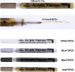 Wyyfxy&reg; 8 vnt. vandeniui atsparių akrilinių ra&scaron;iklių rinkinys juodos, baltos, aukso ir sidabro spalvos, 0,7 mm permanentinis akriliniai dažai skirti akmeniui, keramikai, stiklui, metalui, plastikui, medžiui, odai