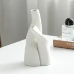 2 keraminių vazų rinkinys, baltas minimalistinis vazų rinkinys, skandinavi&scaron;ko stiliaus namų dekoravimo ornamentai, galima dėti džiovintas gėles, &scaron;viežias gėles, naudojamas svetainei, valgomajam, valgomojo stalo puo&scaron;menoms
