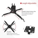 Projektorius Bufan universalus projektoriaus lubų laikiklis, universalus projektoriaus lubų/sieninis laikiklis, pakreipiamas, didelė mechaninė apkrova 20 kg