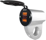 Baceyong atsparus vandeniui 12v motociklo Qc3.0 dvigubas Usb įkrovimo prievado maitinimo adapteris su skaitmeniniu voltmetru i&scaron;maniesiems telefonams, plan&scaron;etiniams kompiuteriams ir Gps