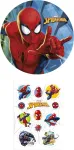 Dekozauber24 Spiderman valgomos tortų dekoracijos 20 cm + 12 x valgomos keksiukų dekoracijos, vegetari&scaron;kos, be cukraus, be glitimo, torto dekoracija vaikų gimtadienio vakarėliams, 2 vnt. rinkinys